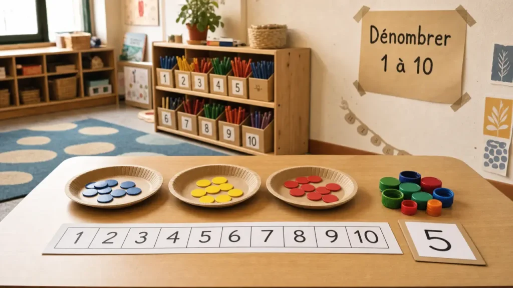 10 activités sur le nombre en maternelle : jetons et dénombrement 1 à 10