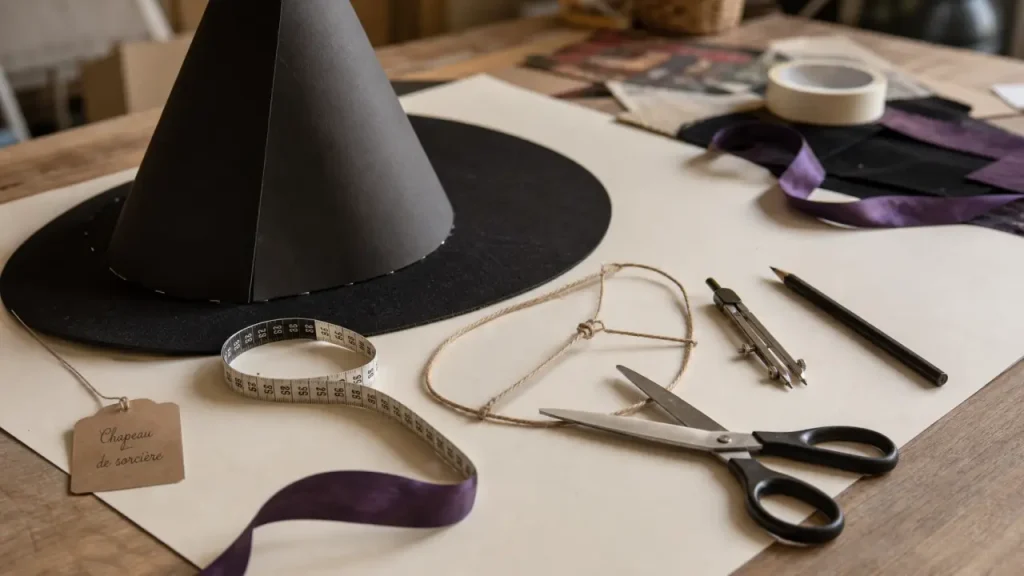 Chapeau de sorciere facile a faire : patron et tour de tete mesure