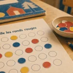 Dessin à gommettes A4 pour Noël : coller des ronds