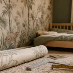 Papier peint chambre enfant, mur accent jungle douce