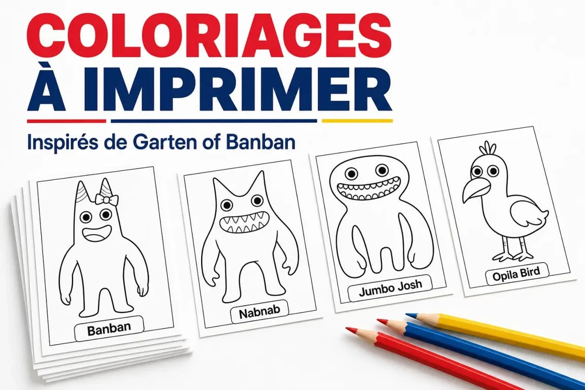 Coloriage Garten of Banban avec Banban, Nabnab et Jumbo Josh sur feuilles à imprimer
