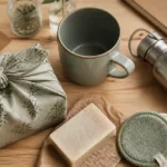 Idee cadeau ecolo : cadeaux durables sur table, furoshiki et gourde inox