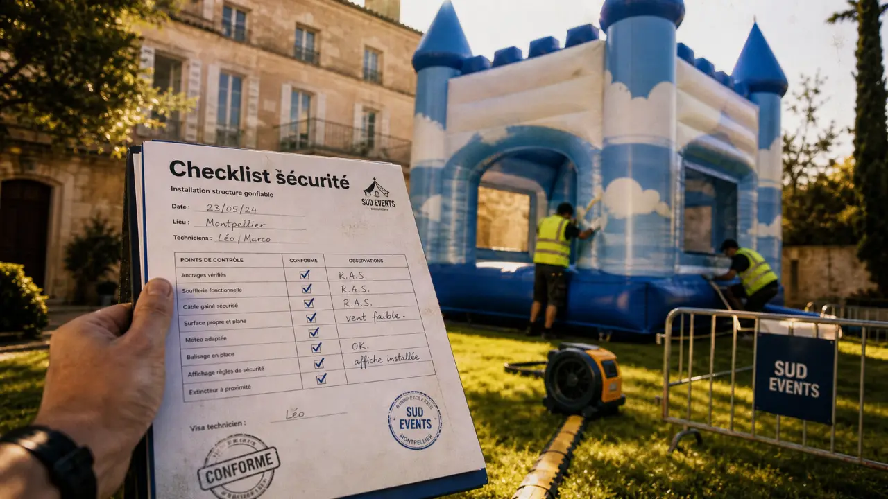 Location chateau gonflable Montpellier : checklist sécurité