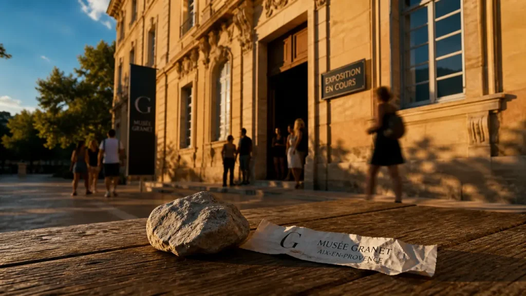 Musée Aix en Provence : façade du Musée Granet et exposition en cours
