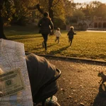 New York en famille à Central Park, poussette et écureuil à la golden hour