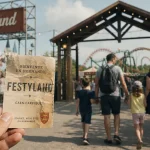 Parc d'attraction normandie : famille à l’entrée Festyland