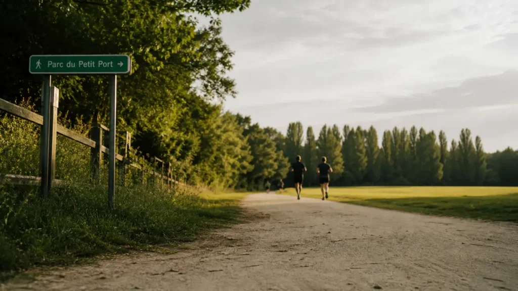 Parc du petit port à Nantes : chemin pour courir et marcher