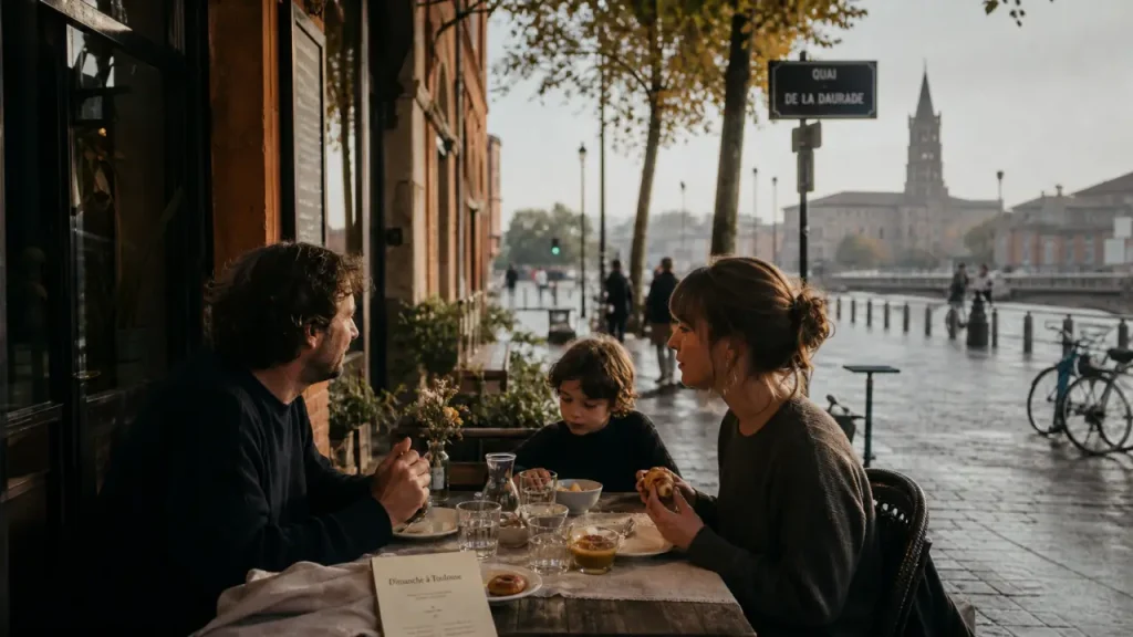 Que faire a Toulouse le dimanche : brunch en famille sur le quai de la Garonne, avec Saint-Sernin