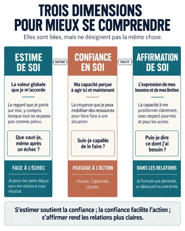 Infographie comparative sur l’estime de soi et la confiance en soi