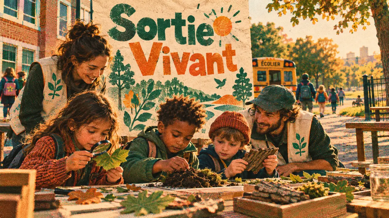 Idée sortie scolaire maternelle : enfants observent « Sortie Vivant »