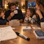 Jeu à faire en famille : jouer à deviner avec des cartes, à table